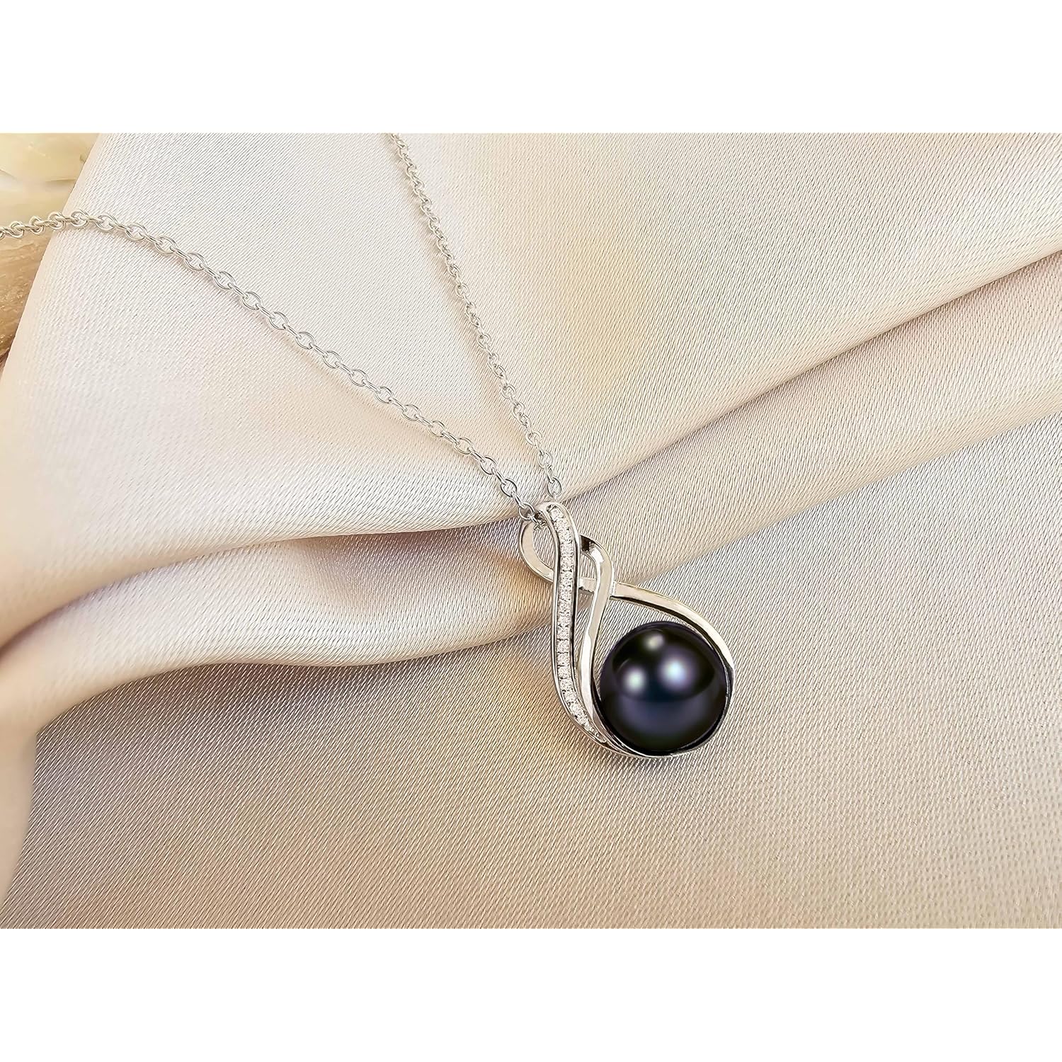 AAA+ 9mm Natural Black pearl necklace for women - Real pearl necklaces for women (18k gold platted 925 sterling Silver)