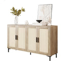 Jasiway Buffet Cabinet With Storage, 48" Rattan Coffee Bar Cabinet Station | Accent Sideboard With Adjustable Shelves, Credenza For Dining Room, Kitchen, Living Room, Entryway, Anti-Tip, Wood