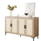 Jasiway Buffet Cabinet With Storage, 48" Rattan Coffee Bar Cabinet Station | Accent Sideboard With Adjustable Shelves, Credenza For Dining Room, Kitchen, Living Room, Entryway, Anti-Tip, Wood