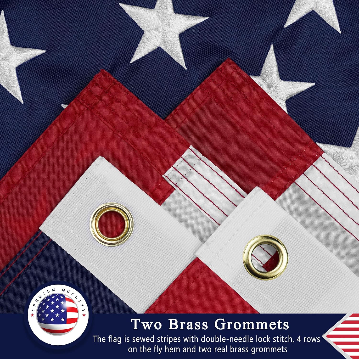 American Flag 3X5 Ft For Outside, Heavy Duty Us Flag For High Wind Outdoor | Heavy Duty Nylon, Fade Resistant And Waterproof Usa Flag With Embroidered Stars, Sewn Stripes, Brass Grommets