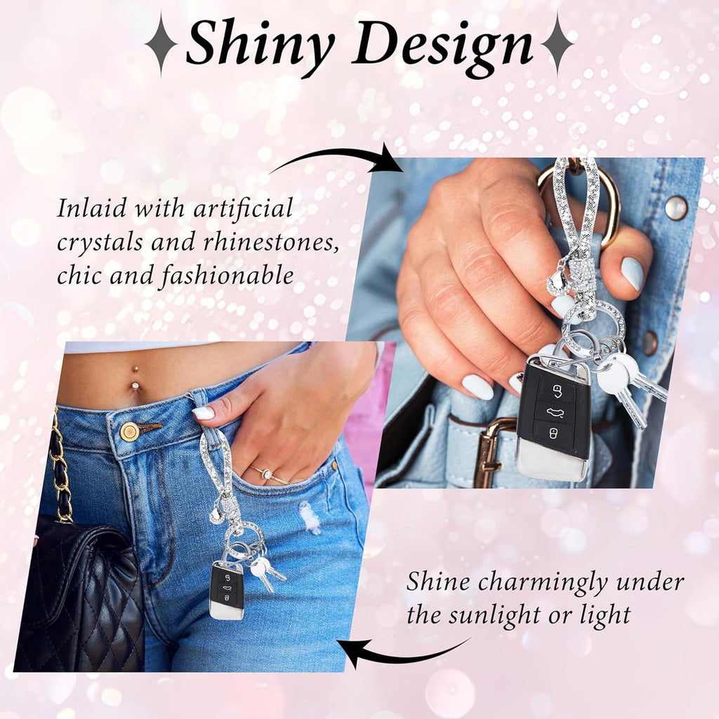 Crystal Bling Car Keychain, Car Key Chain Glitter Key Ring, Rhinestone Keychain Ring Strap