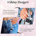 Crystal Bling Car Keychain, Car Key Chain Glitter Key Ring, Rhinestone Keychain Ring Strap