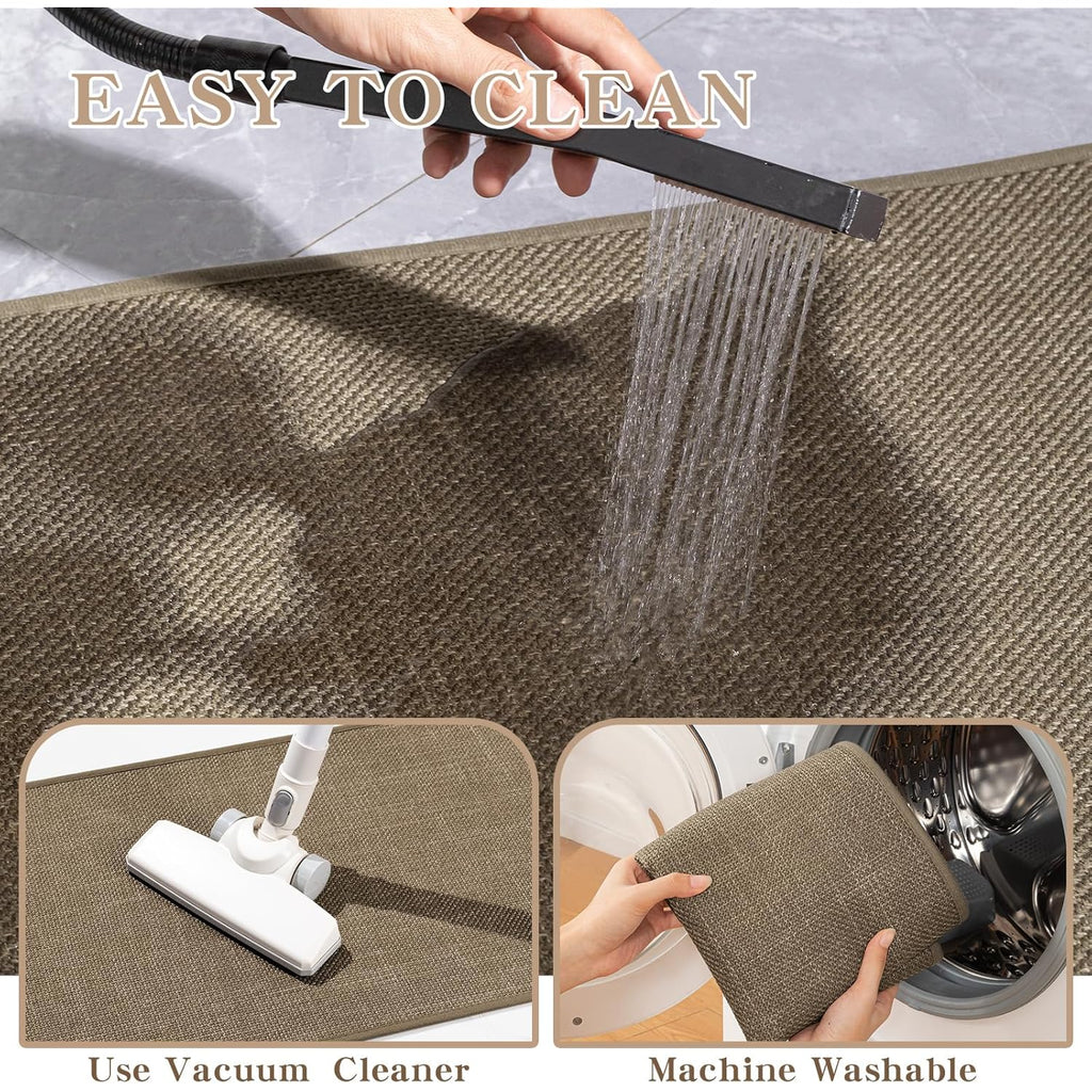 chakme Bathroom Rugs Mat 24x17, Ultra Thin Non Slip Bath Mat Small Quick Dry Absorbent Bath Mat for Bathroom Floor, (Dark Beige, 24"x17")