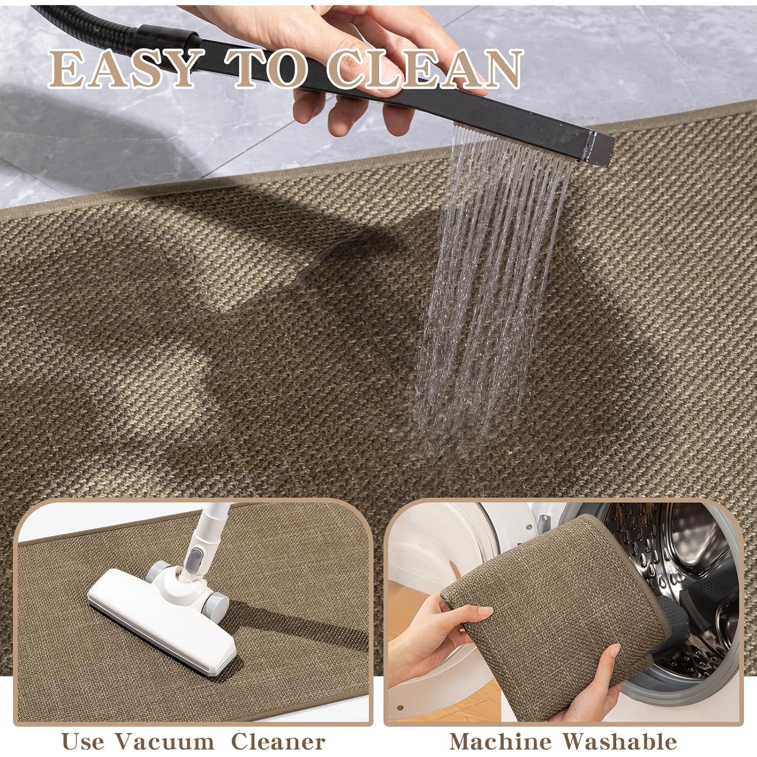 chakme Bathroom Rugs Mat 24x17, Ultra Thin Non Slip Bath Mat Small Quick Dry Absorbent Bath Mat for Bathroom Floor, (Dark Beige, 24"x17")