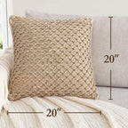 Boho Living Jada Decorative Throw, Includes Accent Insert, Premium Woven Design, Living Room Décor, (2) 20" X 20" Pillow Covers, Beige 2 Count