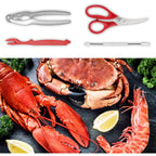 Crab Crackers and Tools, 27-piece Seafood Tools Set, Includes 8 Crab Leg Crackers, 8 Lobster Shellers, 8 Crab Leg Forks/Picks, 2 Seafood Scissors & Storage Bag, Nut Cracker Set