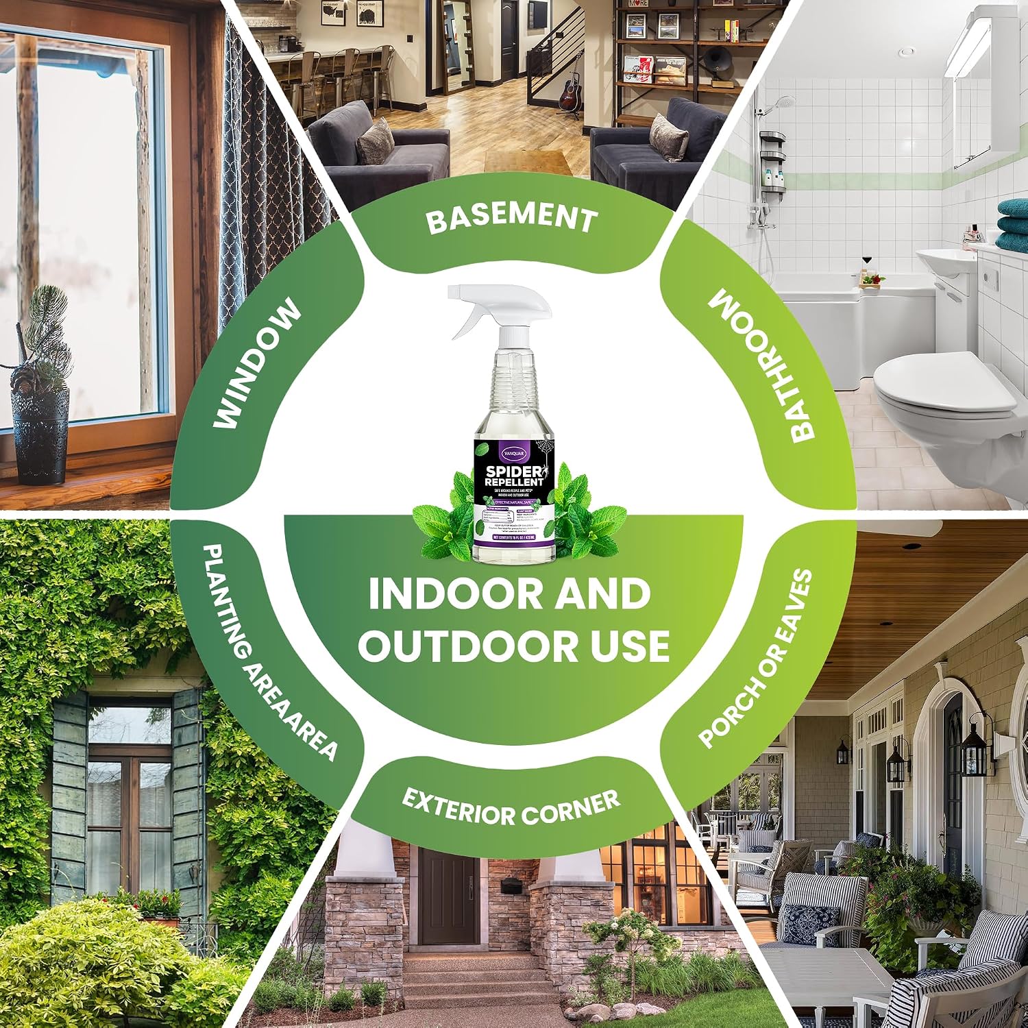 Peppermint Oil Insect & Spider Repellent Spray - All-Natural, Pet-Safe Bug Control For Home, Kitchen & Garden - 16 Oz
