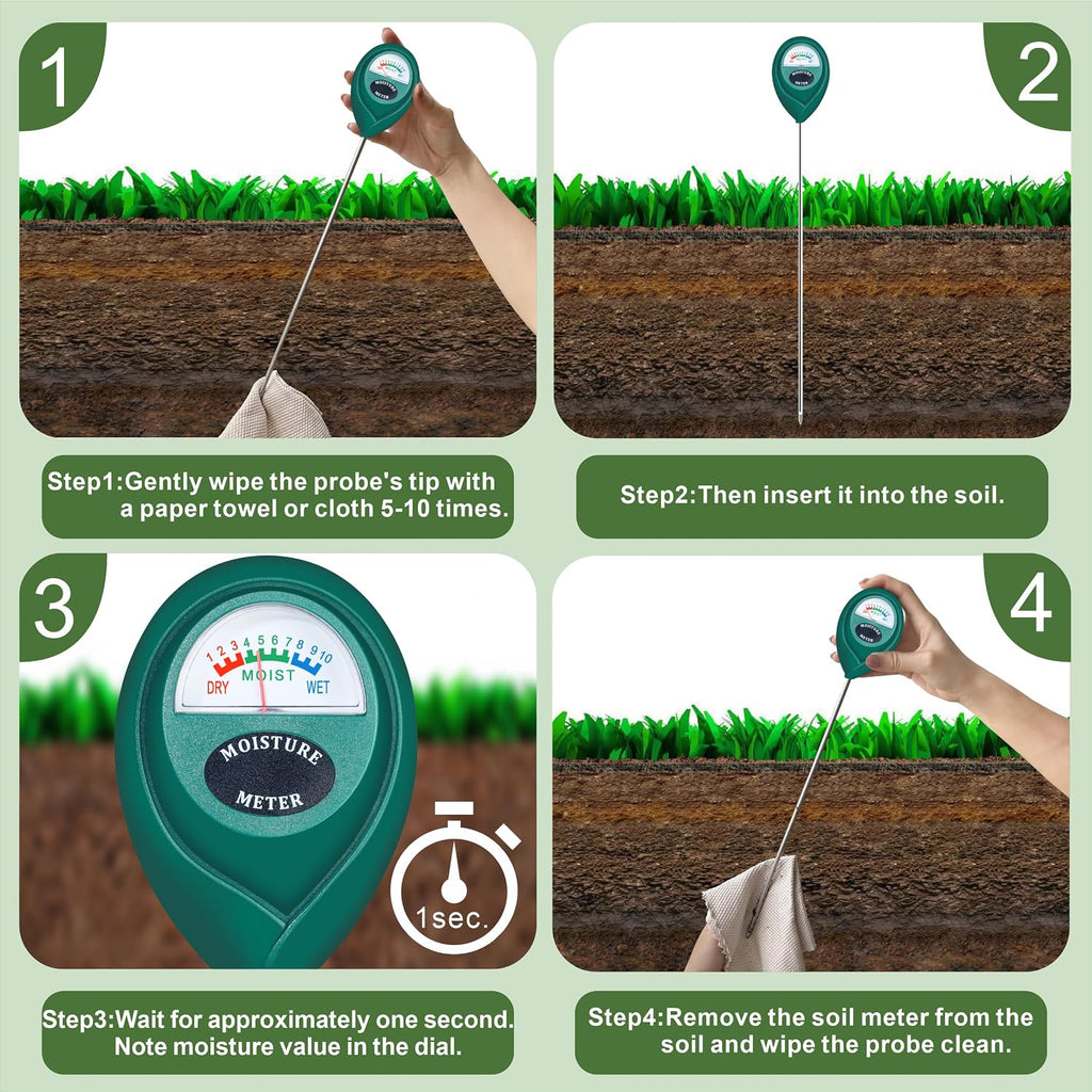 Long Probe Deep Use Soil Moisture Meter, Water Monitor Indicator Sensor, Hygrometer For Outdoor Indoor Large Pot Plants, Flower, Gardening, Farming