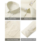 Men'S Oxford Dress Shirts Long Sleeve Wrinkle-Resistant Button Down Shirt Business Casual Regular Fit With Pocket