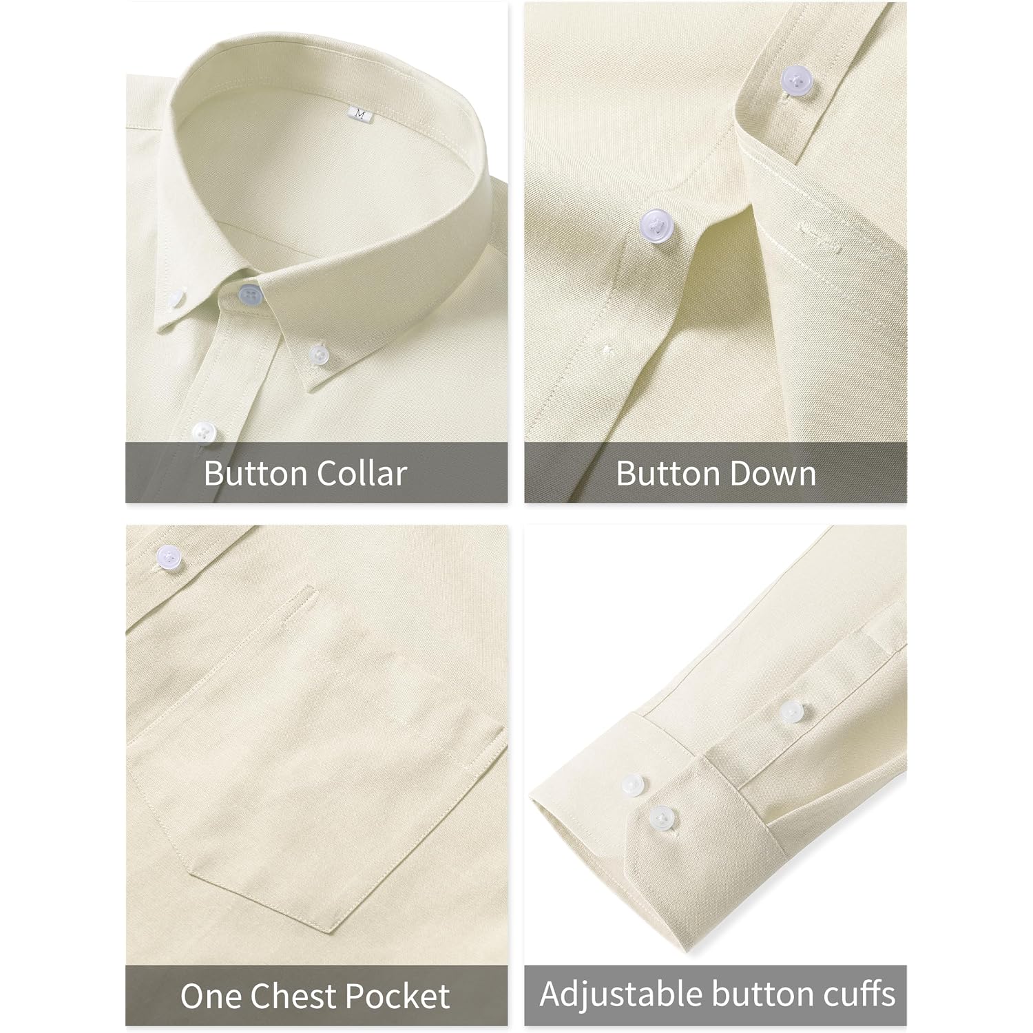 Men'S Oxford Dress Shirts Long Sleeve Wrinkle-Resistant Button Down Shirt Business Casual Regular Fit With Pocket