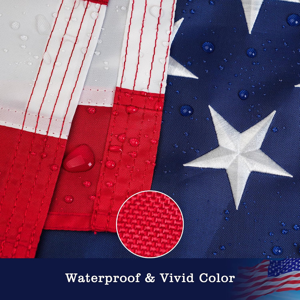 American Flag 3 X 5Ft, 350D Polyester Heavy Duty American Flags For Outside, Long-Lasting Us Flag With Embroidered Stars, Sewn Stripes, Brass Grommets, High Wind Proof Usa Flags For Outdoor