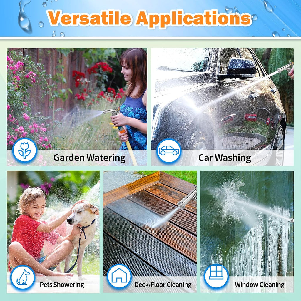 Automan Full Size Garden Hose Nozzle 2 Pack, High Pressure Pistol Grip Water Nozzle Sprayer With Threaded Front, Adjustable Spray Water Flow For Washing Car, Cleaning Ground, Watering Plants