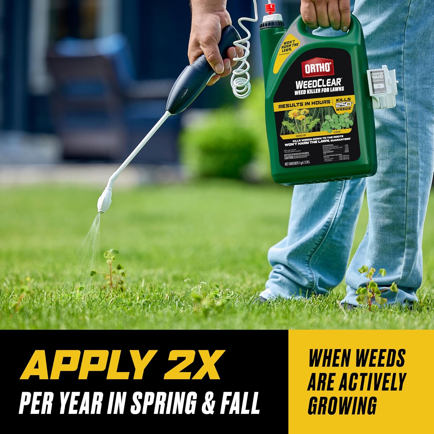 Ortho Weedclear Weed Killer For Lawns With Comfort Wand, 1 Gal. | Lawn Weed Killer Spray, Won'T Harm Grass When Used As Directed, Kills Over 250 Listed Weeds Including Dandelion And Clover