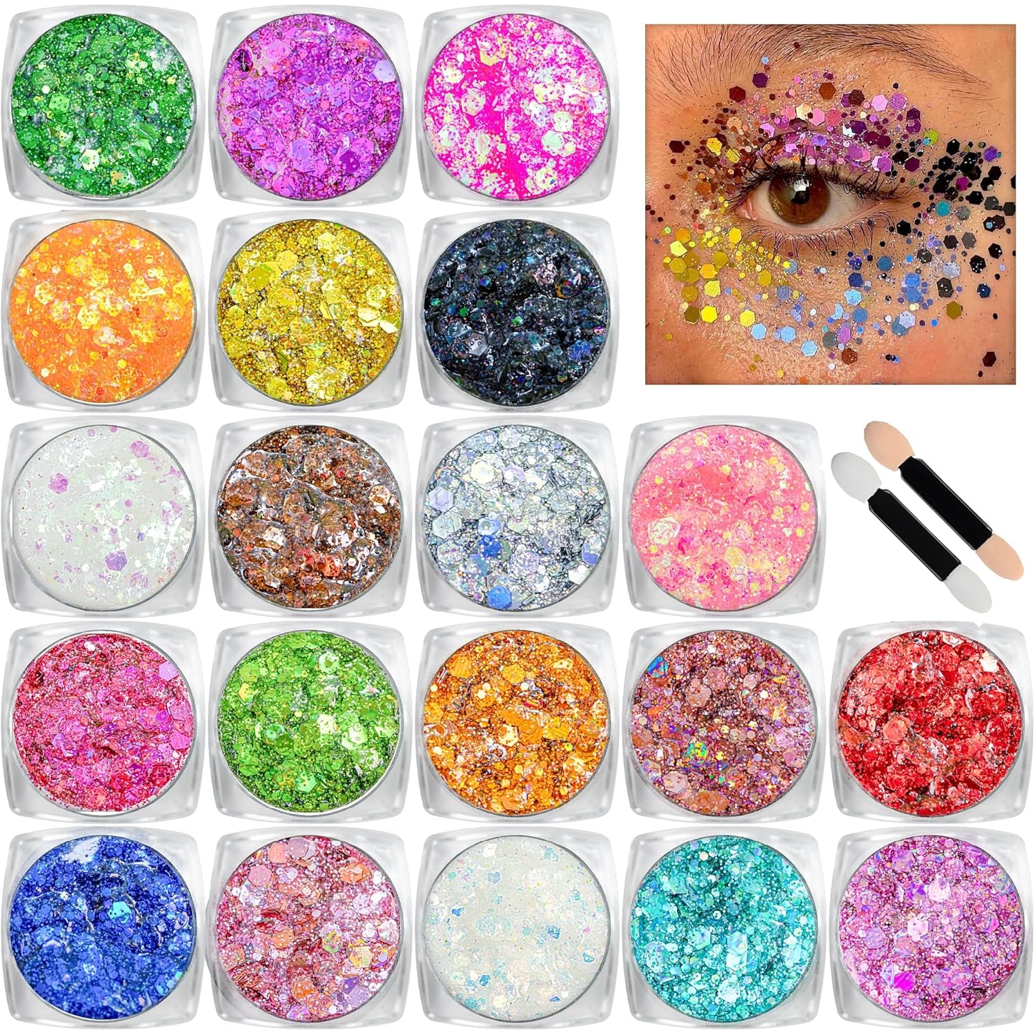 Body Glitter Face Glitter Makeup Festival Glitter, 20 Colors Face and Body Glitter Gel, Hair Glitter Gel, Body Makeup