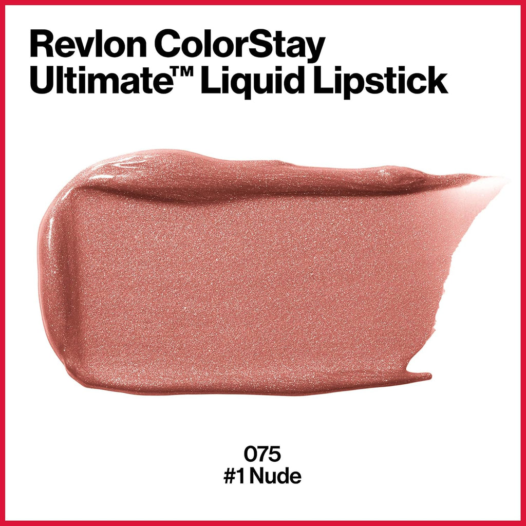 Revlon Colorstay Ultimate Liquid Lipstick, Longwear Rich Lip Colors, Wears For Up To 24 Hours, Satin Finish, 075 #1 Nude, 0.1 Fl Oz