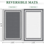 Happytrends Outdoor Rug Reversible Portable Plastic Straw Camping Rugs For Outside Rv,Large Waterproof Outdoor Area Rugs For Patio,Deck,Porch,Balcony(5'X 8',White&Gray)
