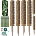 Fabulas Moss Pole 47.5 Inch - Monstera Plant Support, 4 Packs 16 Inch Plant Stakes For Indoor Plants Coco Coir Moss Pole Sticks For Climbing Potted Live Plants, Pothos, Philodendron, With Garden Ties