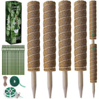 Fabulas Moss Pole 47.5 Inch - Monstera Plant Support, 4 Packs 16 Inch Plant Stakes For Indoor Plants Coco Coir Moss Pole Sticks For Climbing Potted Live Plants, Pothos, Philodendron, With Garden Ties