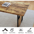 70.8" Wooden Dining Table With 2 Benches, Modern Kitchen Table And Chairs Set For 4-6 Person, Thickened Mdf Wooden Table With Dining Bench For Living Dining Room, Kitchen, Office