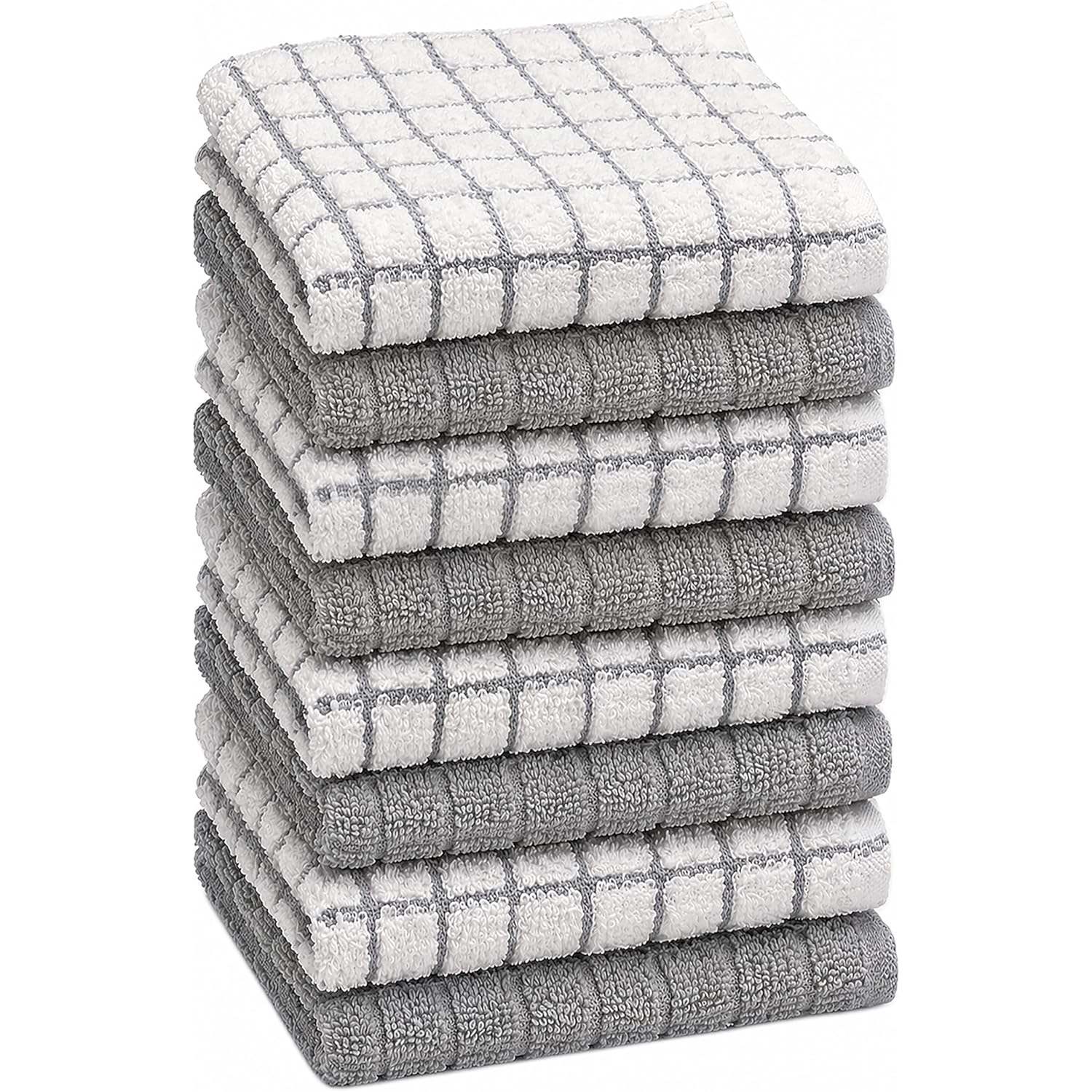 Bumble Dish Cloths (8 Pack) | 12" x 12" | 100% Cotton Kitchen Towels | 405 GSM | Soft, Highly Absorbent & Durable Dish Towels for Kitchen | Gray