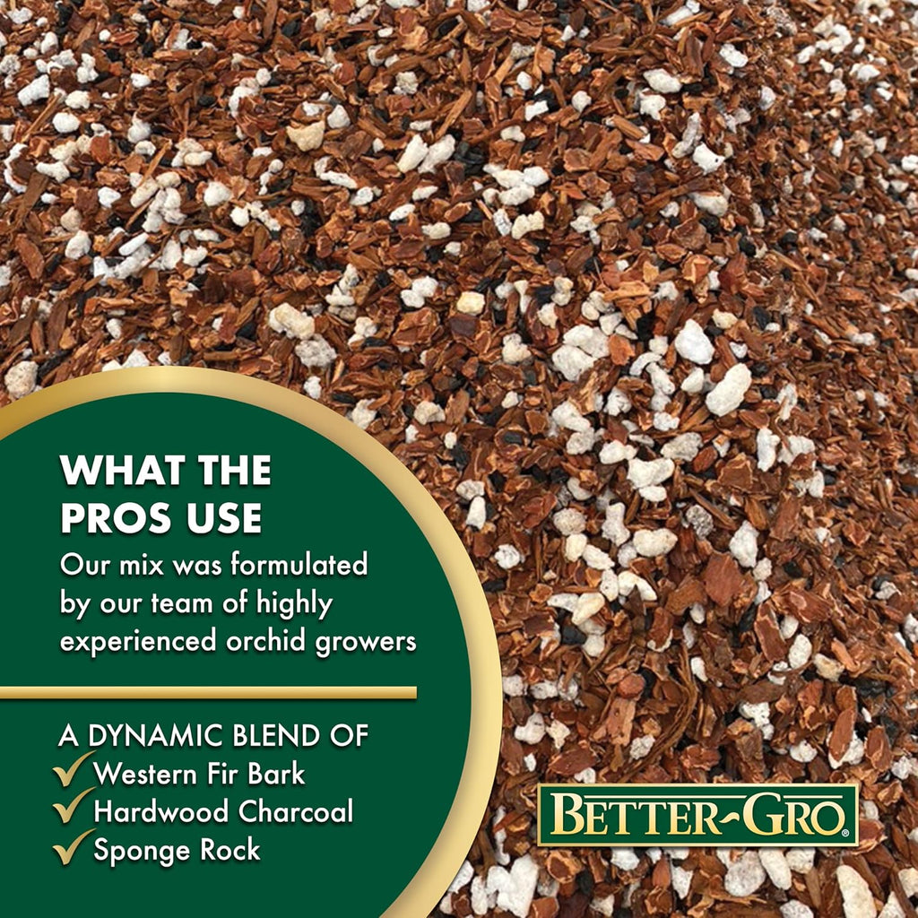 Better-Gro Special Orchid Mix - Premium Grade Orchid Bark Potting Mix For Potting, Repotting, Enhanced Drainage, Air Flow & Root Ventilation, Ideal For Phalaenopsis, Cattleyas, Dendrobiums - 4 Quarts