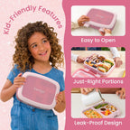 Bentgo Kids Bento-Style 5-Compartment Leak-Proof Lunch Box - Just-Right Portions Ages 3-7, Durable, Drop-Proof, Dishwasher Safe, Pfas & Bpa-Free & Made With Food-Safe Materials (Petal Pink Glitter)