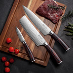 Paudin Kitchen Knife Set, 3 Piece High Carbon Stainless Steel Professional Chef Knife Set With Ultra Sharp Blade & Wooden Handle (Kitchen Knife Set 3 Pcs)