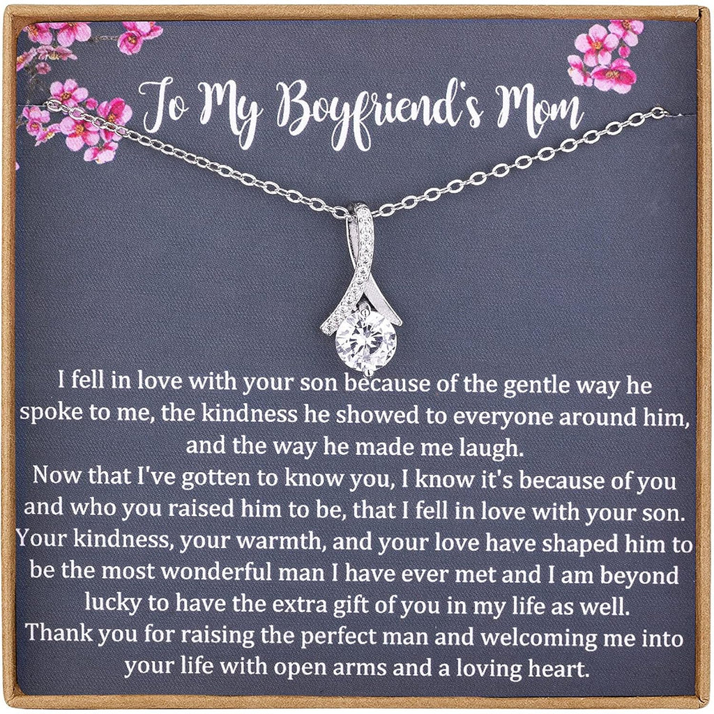 NOREGRET Gift to My Boyfriends Mom Necklace 925 Sterling Silver Necklace Gifts for Boyfriends Mom Mothers Day Gift Birthday Gifts