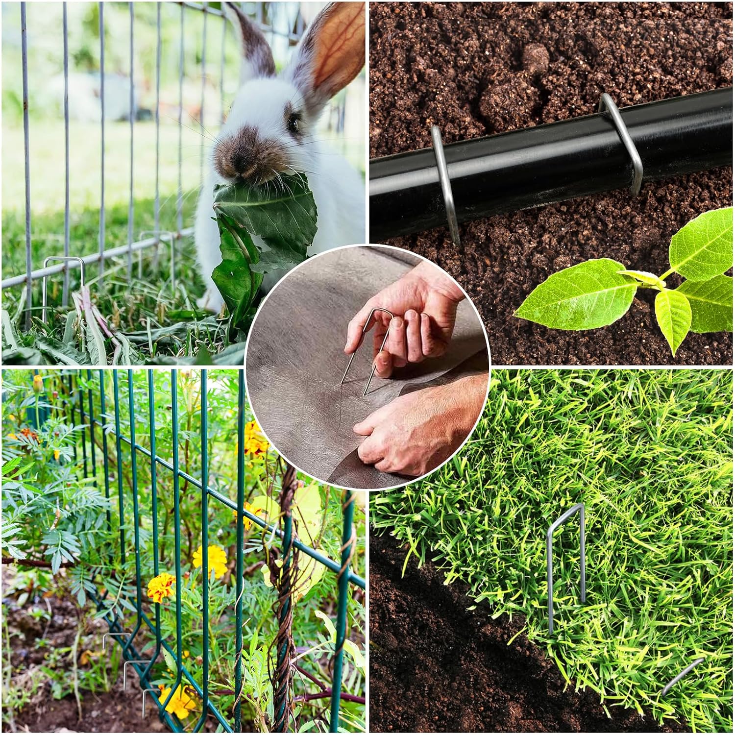 Hongway 240 Pack 6 Inch Landscape Staples, Garden Stakes Galvanized Tent Stakes Heavy Duty 11 Gauge Sod Landscaping Fabric Pins Yard Ground Lawn Staples For Plant Cover, Turf, Fence, Grass Decoration