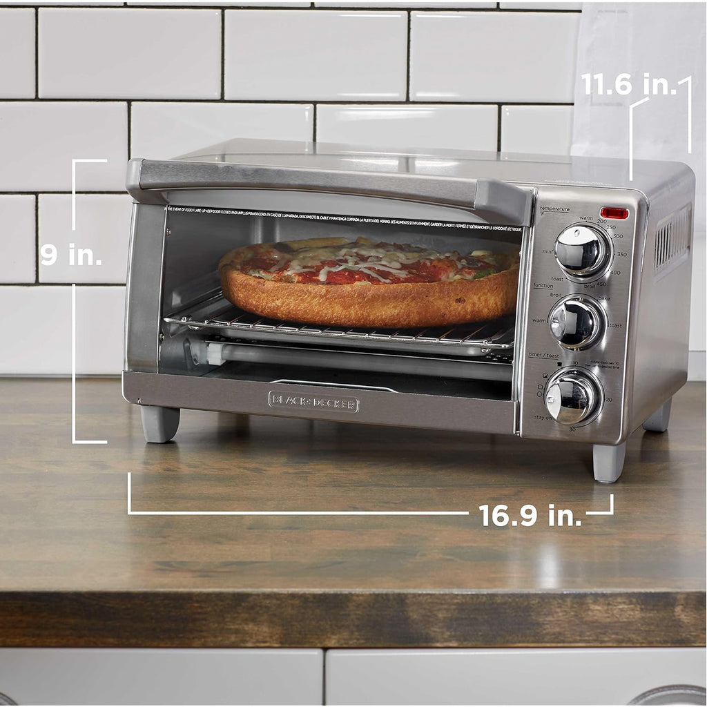 BLACK+DECKER 4-Slice Toaster Oven with Natural Convection, Stainless Steel, TO1760SS (TO1760SST-1)