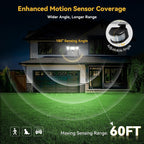 Solar Lights Outdoor, 3500Lm 168 Led Motion Sensor Solar Flood Lights, 3 Heads 300° Wide Angle, 3 Modes Ip65 Waterproof Solar Security Lights For Yard Garden Patio, 2 Pack (Black)
