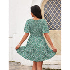Ueal Womens Cute Floral Smocked V Neck Flutter Sleeve Sundress With Pockets Casual Spring Summer Dresses For Women 2026