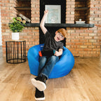 Big Joe Classic Bean Bag Chair For Kids Bedroom And Reading Nook, Easy-Clean Sapphire, Durable Nylon Polyester Blend, 2 Feet Refillable