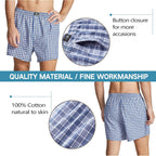 Mens Woven Boxer Shorts 100% Cotton With Covered Waistband Comfortable Loose Fit, Classic Full Cut Plaid Boxers Pack