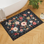DUKINO 2x3 Rugs for Entryway, Floral Indoor Washable Door Mat, Non Slip Boho Small Rug for Kitchen, Soft Low Pile, Front Door Throw Rug for Entrance, Bedroom, Kitchen, Laundry, Bathroom, Black