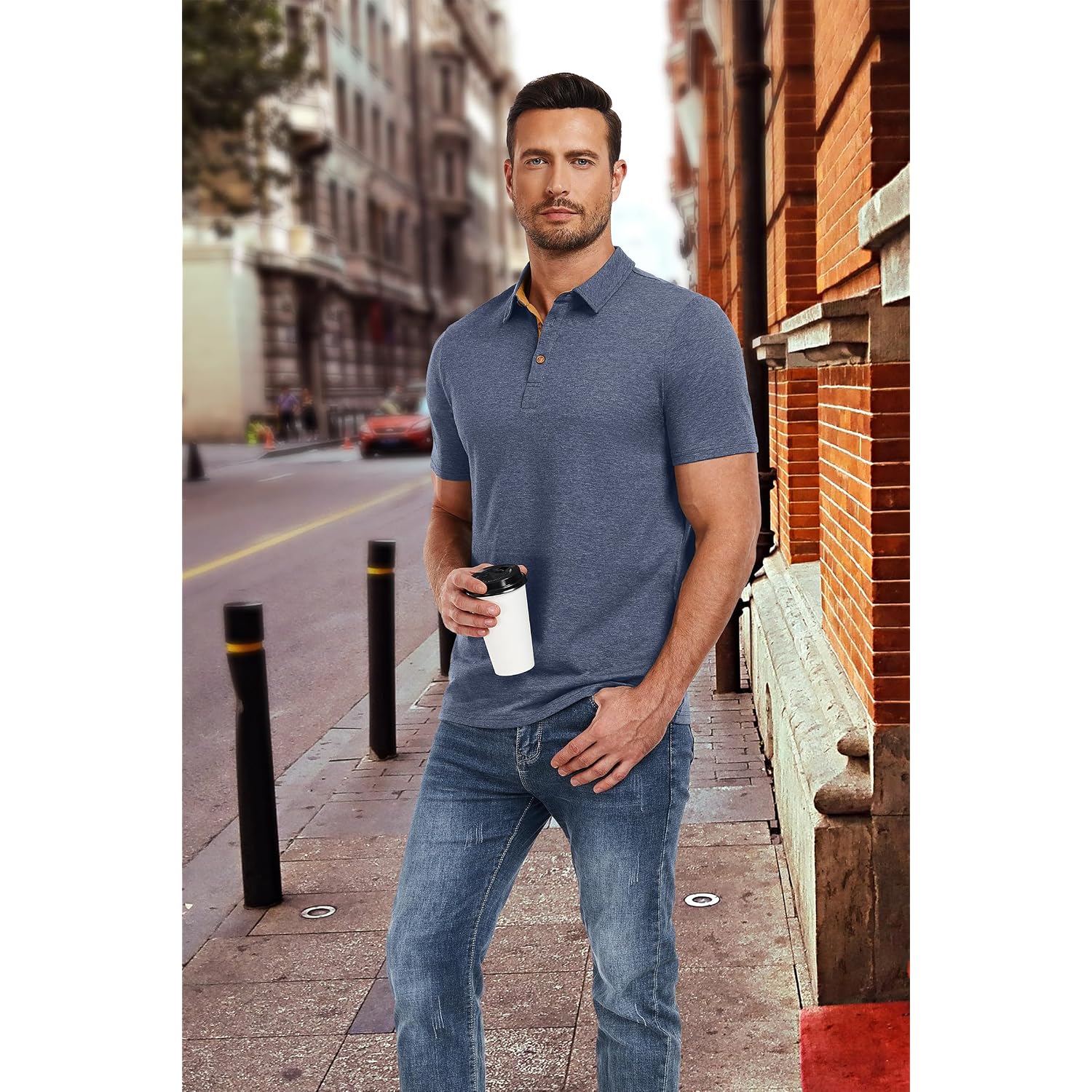Mens Polo Shirts Short Sleeve Casual Cotton Golf Shirts Performance Polo Shirts For Men