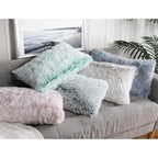 Uhomy 2 Packs Fluffy Accent Pillows Cover 20"x12", Soft Green Ombre Faux Fur Throw Pillow Case, Modern Luxury Decorative Square Cushion Cover for Farmhouse Home Decor for Sofa/Bed/Chair, 50x30cm