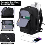 Tsa Approved Carry On Backpack, Extra Large Tactical Travel Backpack For Men, Airplane Approved Weekender Bag For Flight (Black)