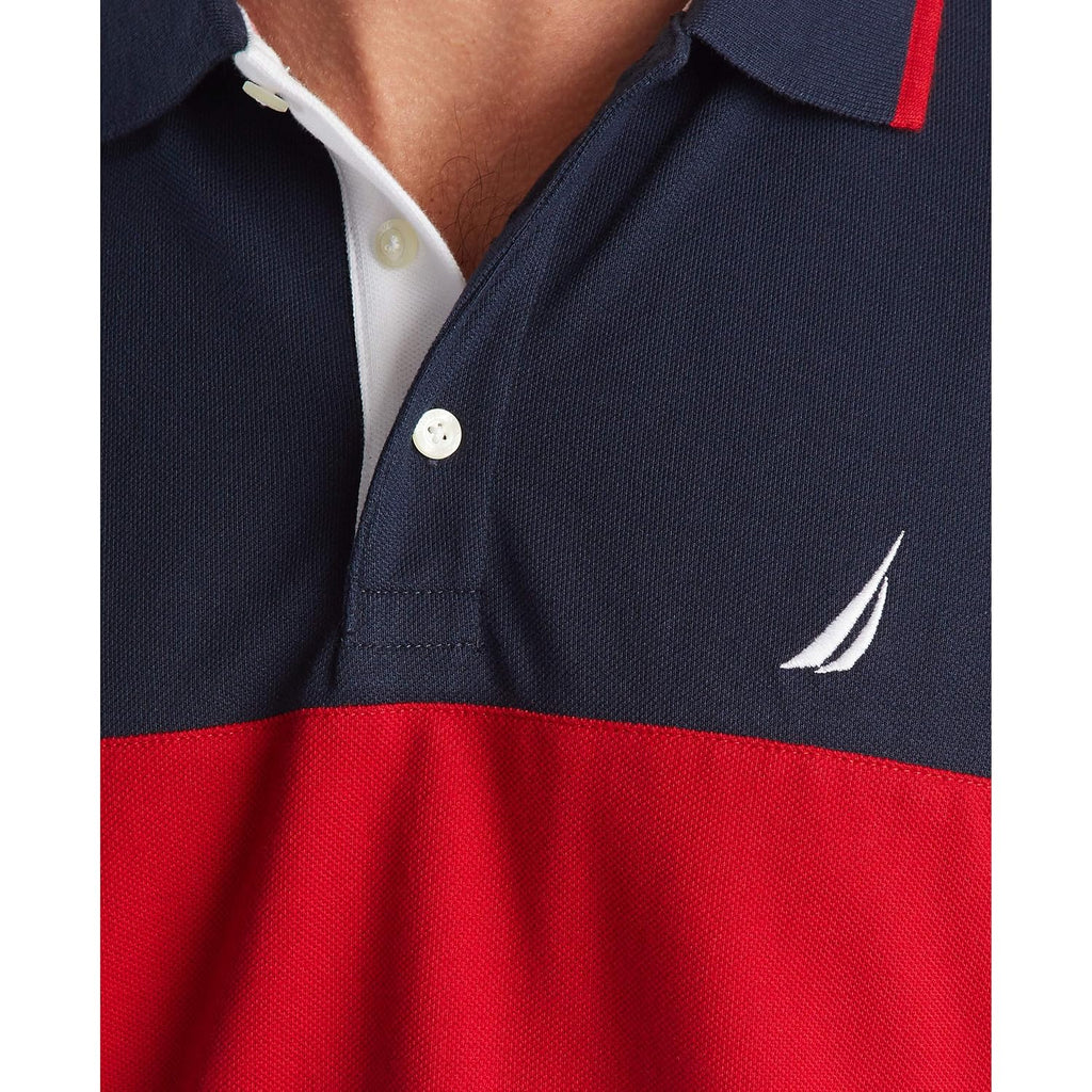 Nautica Men's Short Sleeve 100% Cotton Pique Color Block Polo Shirt