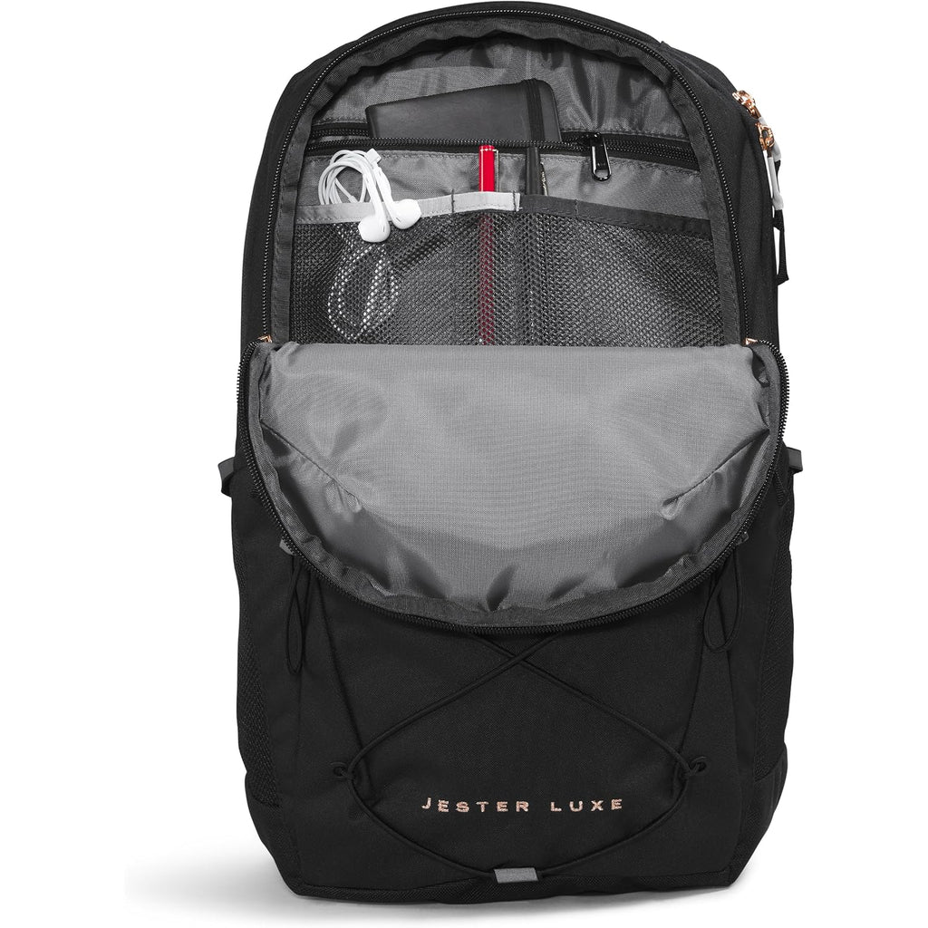 Thenorthface Women'S Jester Luxe Everyday Laptop Backpack, Tnf Black/Burnt Coral Metallic, One Size