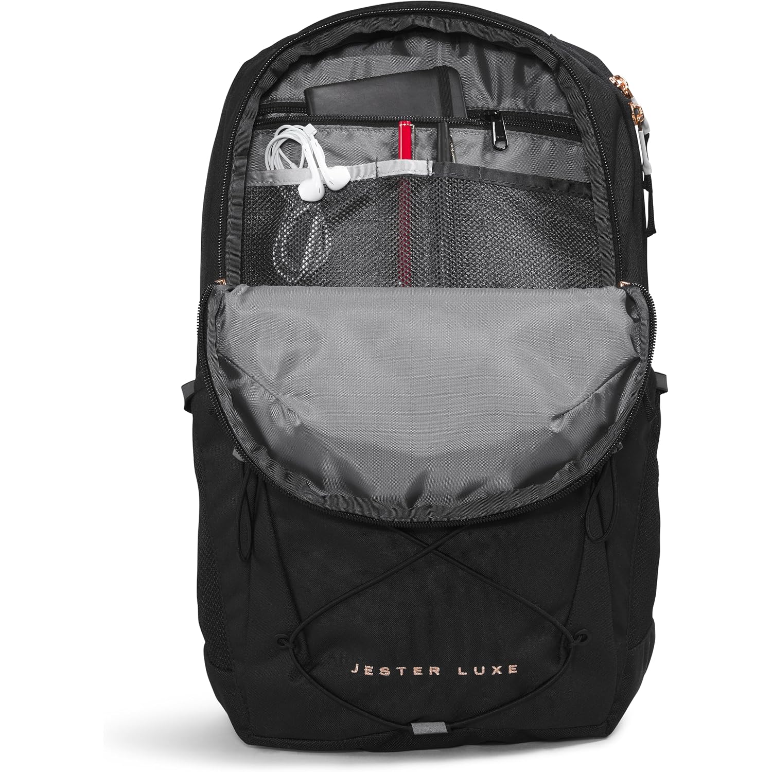 Thenorthface Women'S Jester Luxe Everyday Laptop Backpack, Tnf Black/Burnt Coral Metallic, One Size