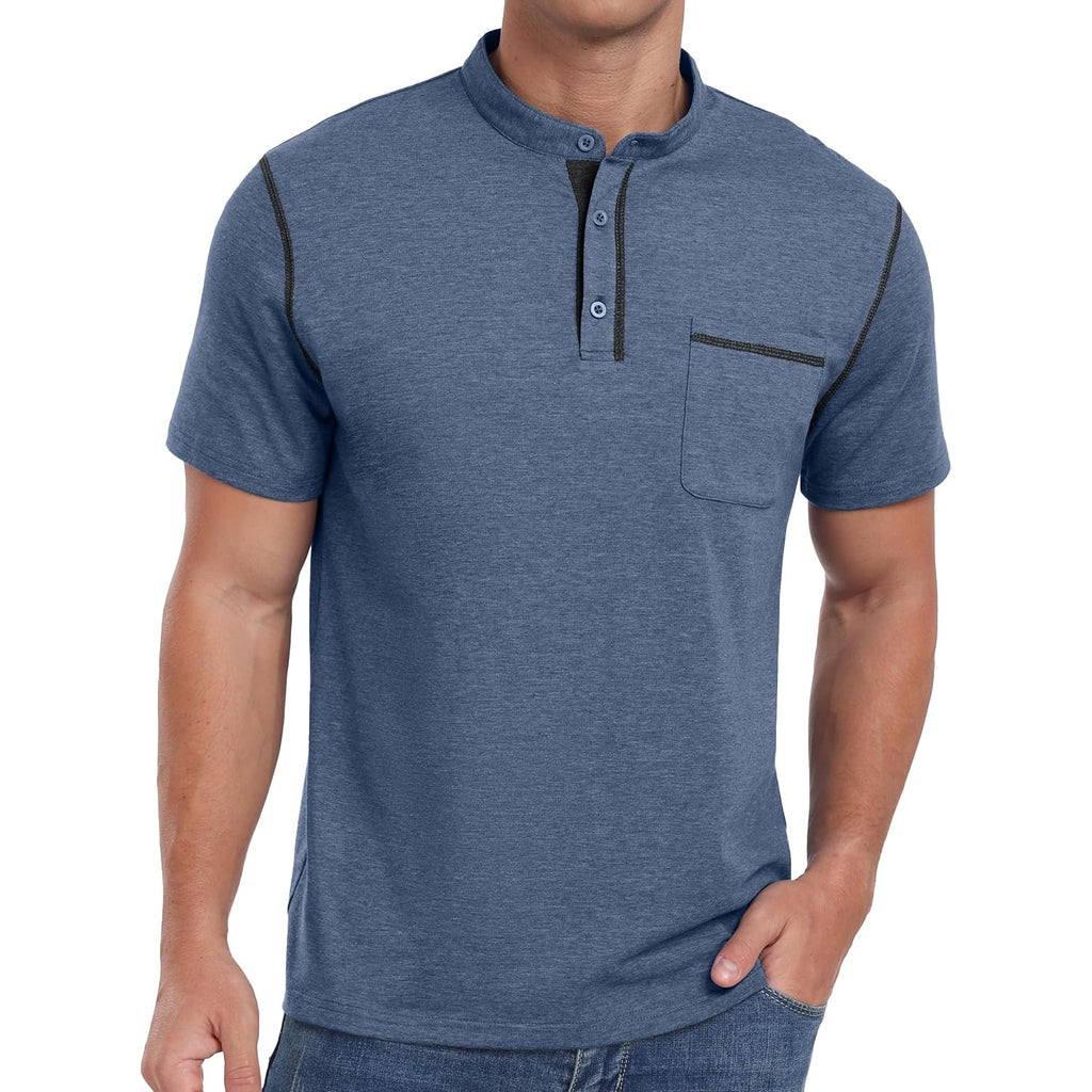 Sailwind Mens Henley Shirts Short Sleeve Summer Casual Classic Cotton T Shirts Pocket Button Shirt