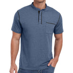 Sailwind Mens Henley Shirts Short Sleeve Summer Casual Classic Cotton T Shirts Pocket Button Shirt