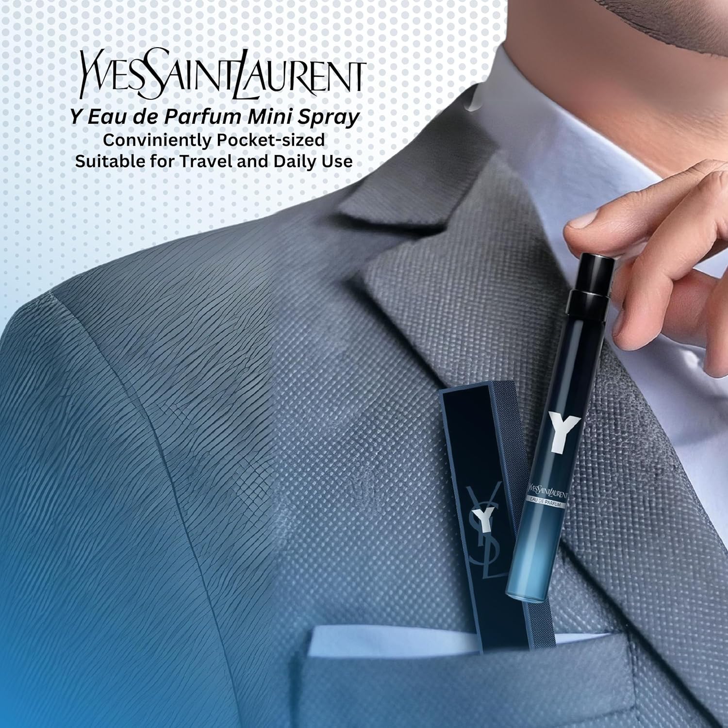 Y by Yves Saint Laurent for Men 0.33 oz Eau de Parfum Travel Spray Refillable