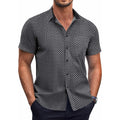Coofandy Mens Short Sleeve Button Down Shirts Wrinkle Free Dress Shirts Casual Polka Dot Print Shirt With Pocket