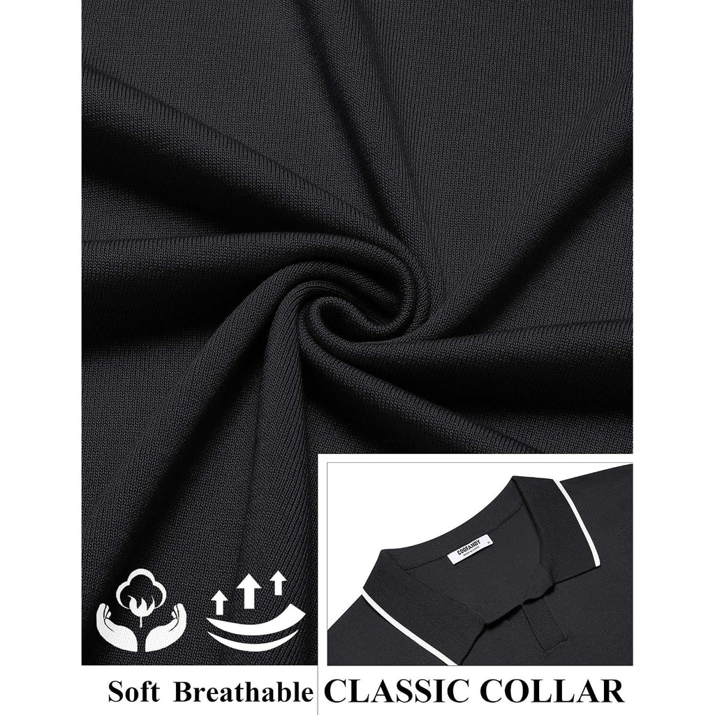 Coofandy Mens Polo Shirts Short Sleeve Casual Knit Polo Shirt Vintage Golf T Shirts Old Money Tops