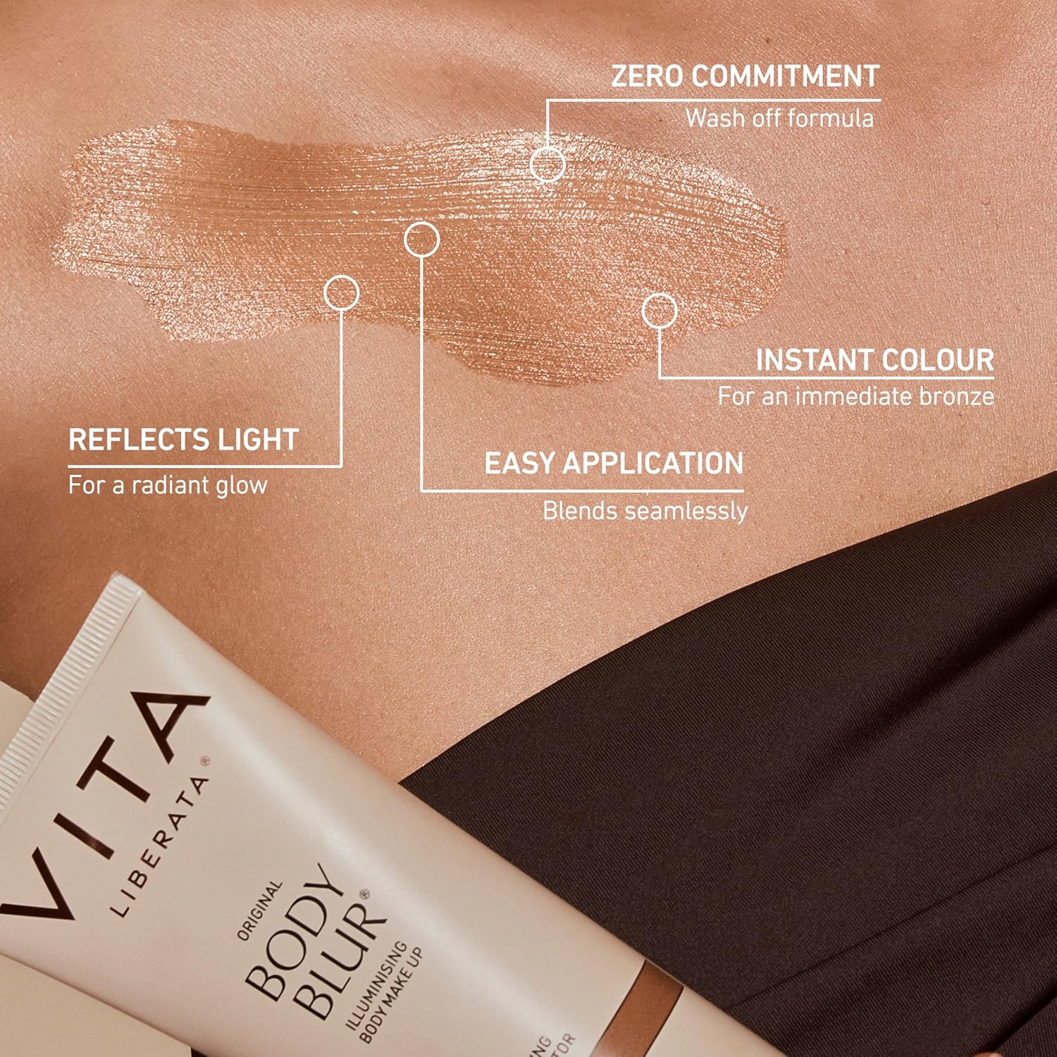 Vita Liberata Body Blur, Leg and Body Makeup. Skin Perfecting Body Foundation for Flawless Bronze, Easy Application, Radiant Glow, Evens Skin Tone, New Packaging