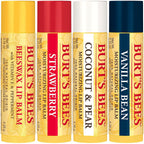 Burt'S Bees Lip Balm, Beeswax, Strawberry, Coconut And Pear, And Vanilla Bean Pack, With Responsibly Sourced Beeswax, Tint-Free, Natural Lip Treatment, 0.15 Oz., Four Tubes