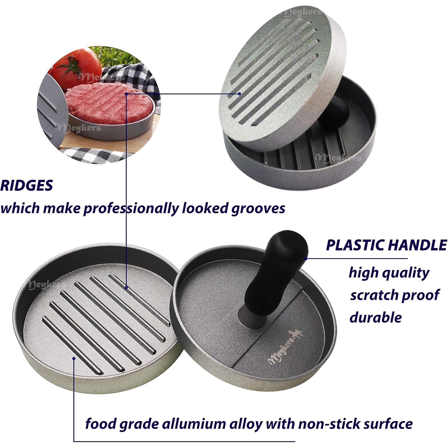 Burger Press 150 Patty Papers Set | Non-Stick Hamburger Press Patty Maker Mold With Free Wax Paper Sheets | Meat Beef Cheese Veggie Burger Maker For Grill Griddle Bbq Barbecue | Bpa Free