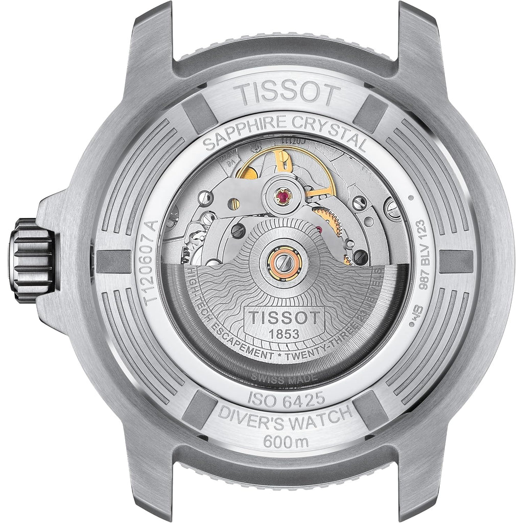 Tissot Mens Tissot Seastar 2000 Professional Powermatic 80 316L Stainless Steel Case Automatic Watch, Black, Rubber, 22 (T1206071744101)